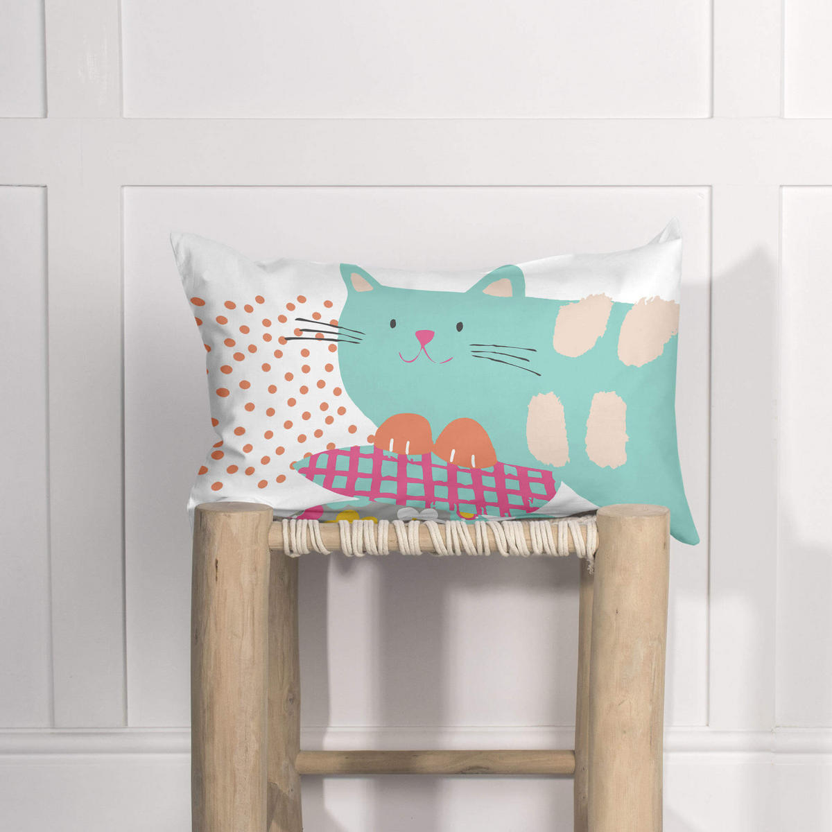 KISSENBEZUG cat & mouse 50x30 cm mehrfarbig - Multicolor, Textil (50/30cm) - Happy Friday