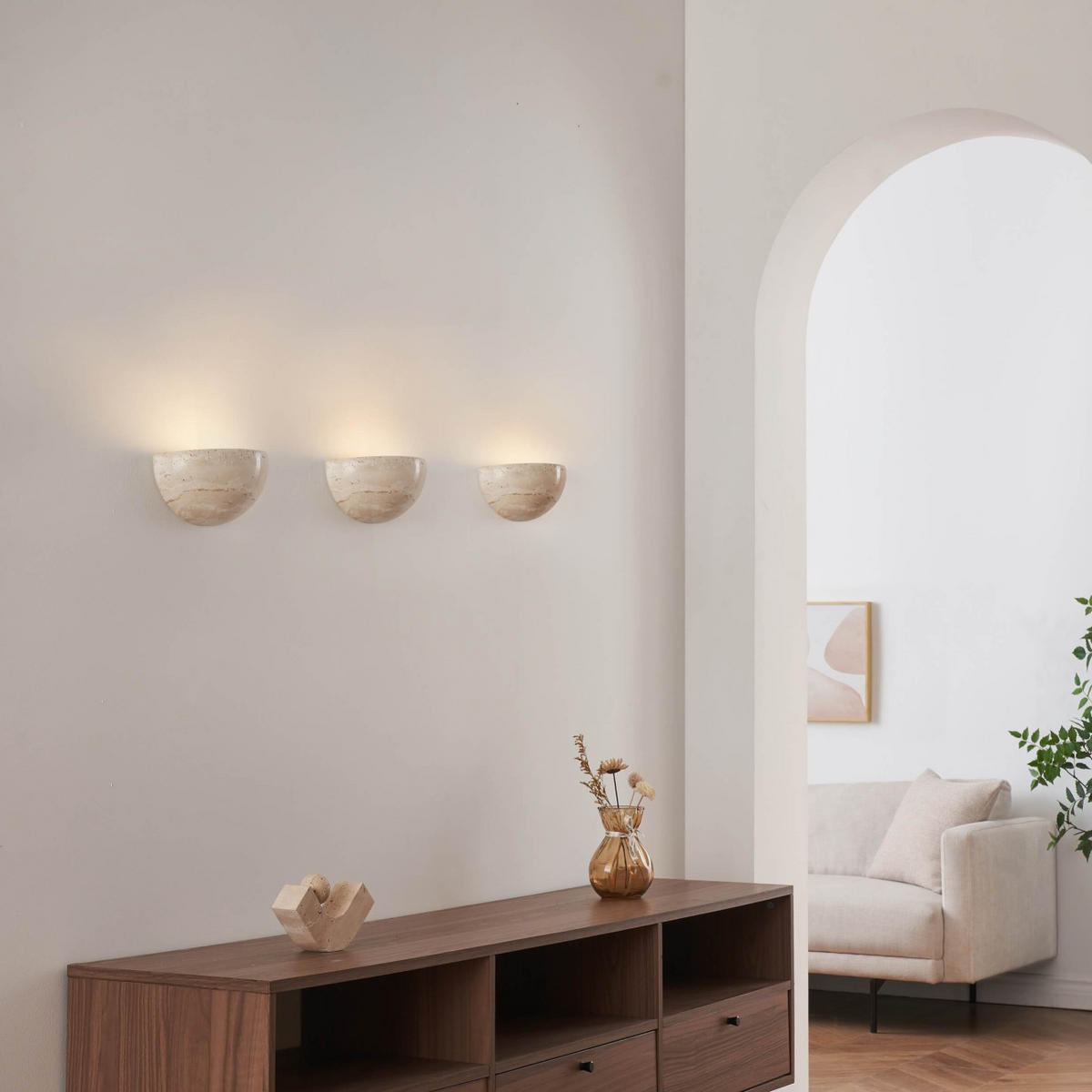 WANDLEUCHTE Sève, Beige, 7.2cm - Beige, Stein (15/7.2/7cm) - KOSILUM