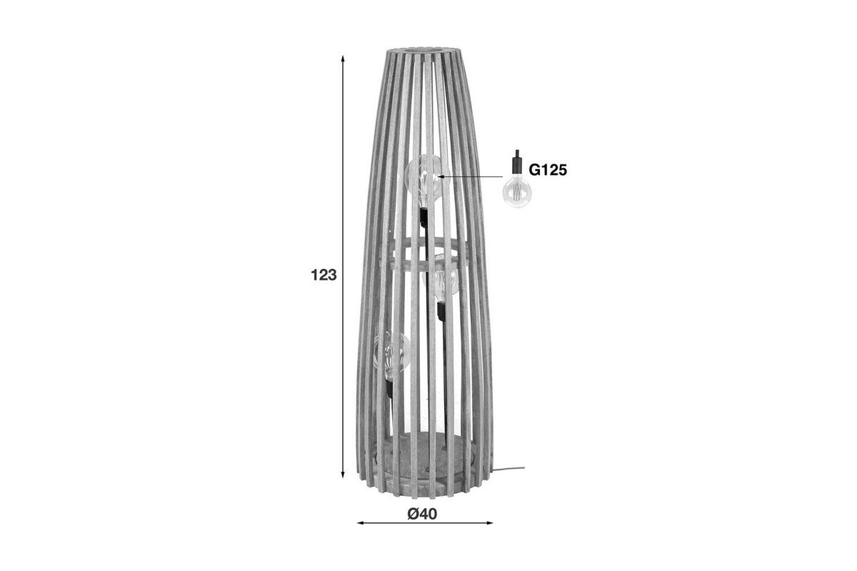 STEHLAMPE LECCE Braun Holz - Braun, Holz (40/40/123cm) - KAWOLA