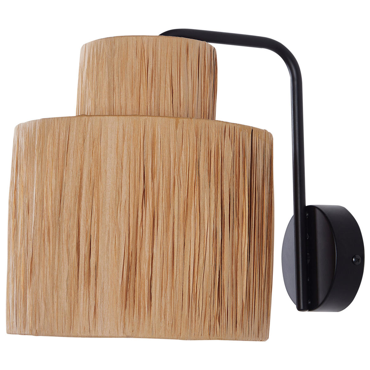 WANDLAMPE 2er Set Naturfarben/Schwarz Shinfa - Schwarz/Naturfarben, Naturmaterialien (30/30/23cm) - Beliani