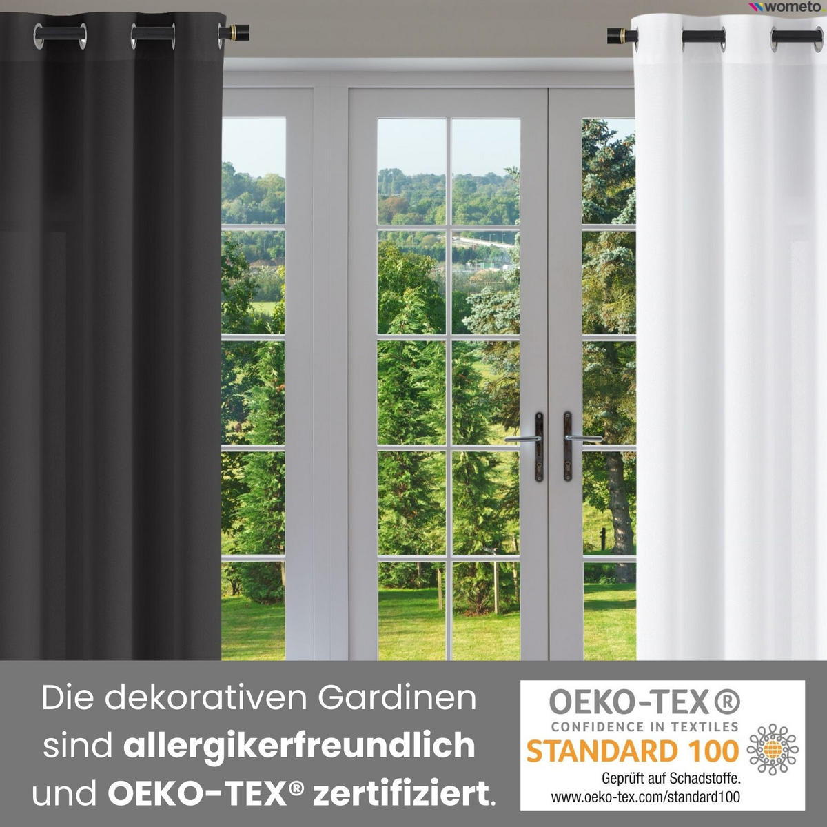 VORHANG 2er Set Blickdicht dunkelgrau 140/245 cm mit Ösen - Dunkelgrau, Textil (140/245cm) - wometo