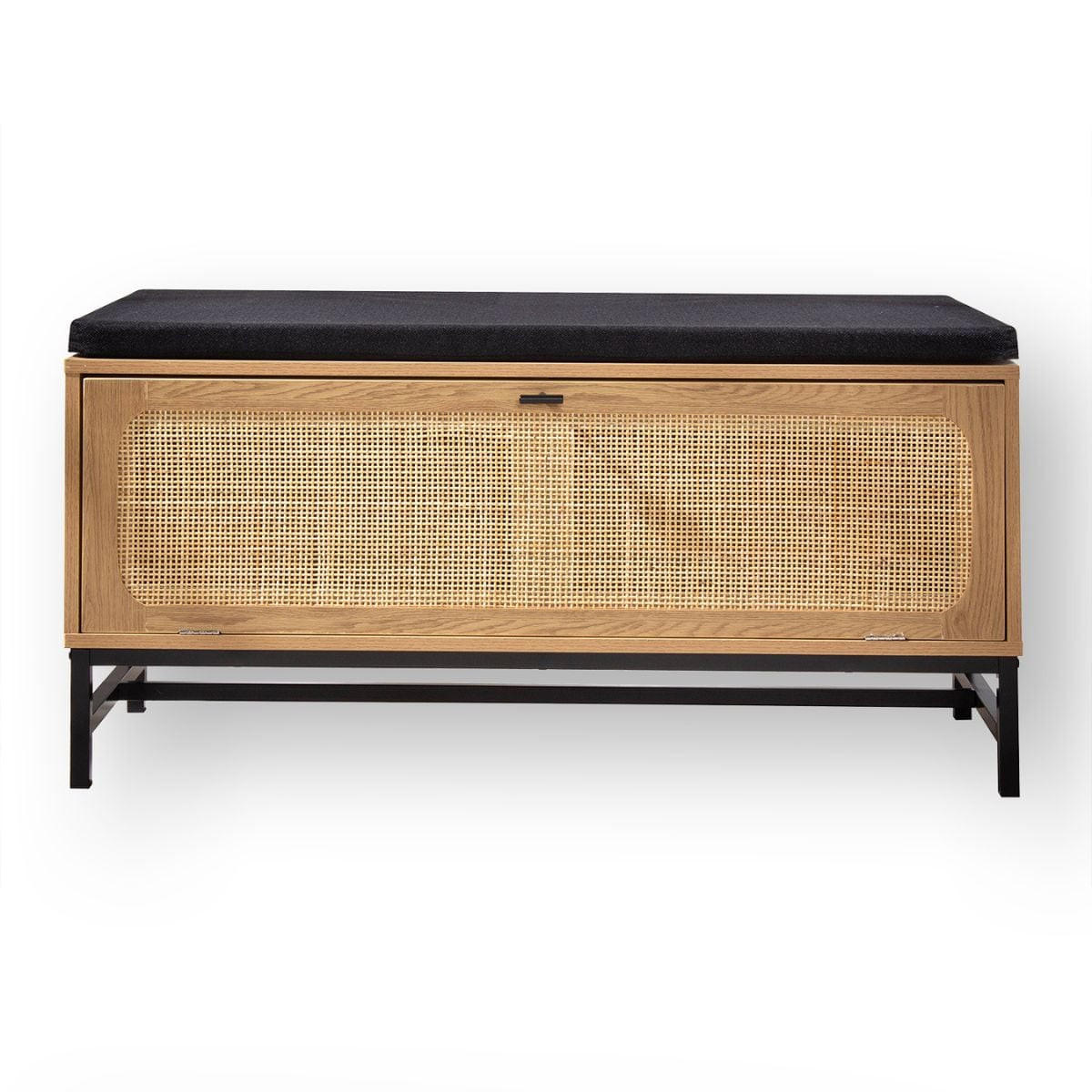 BANK mit Schuhablage und Rattanfront - L100 cm - Apfelbaumfarben, Holzwerkstoff (38/47/100cm) - Calicosy