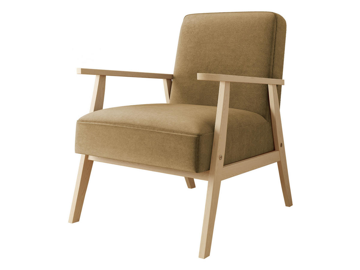 SESSEL Retro - Hellbraun/Naturfarben, Holz/Textil (59/76/67cm) - MIRJAN24