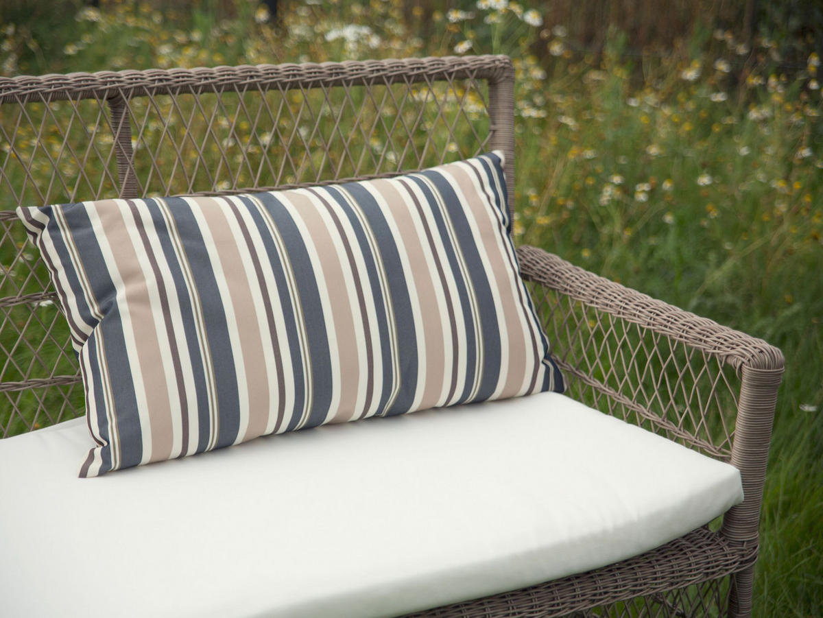 GARTENKISSEN 2er-Set dunkelblau/beige gestreift 40/70 cm Kastos - Hellbraun, Textil (40/70cm) - Beliani