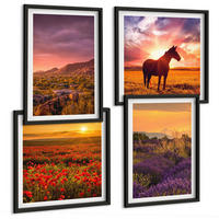 BILDER SET 4er Set - 50x50 cm & 40x60 cm Schwarzer Rahmen - Berglandschaft Rosslavendel - Schwarz, Kunststoff (50/50cm) - TULUP