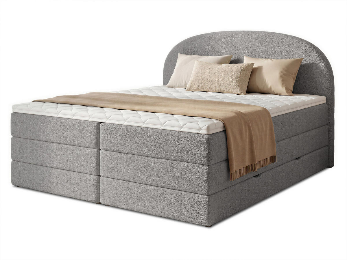 BOXSPRINGBETT Cloud Max - 160x200 -grau (Coral 75) - Schwarz/Grau, Holz/Holzwerkstoff (160/200cm) - Sofnet