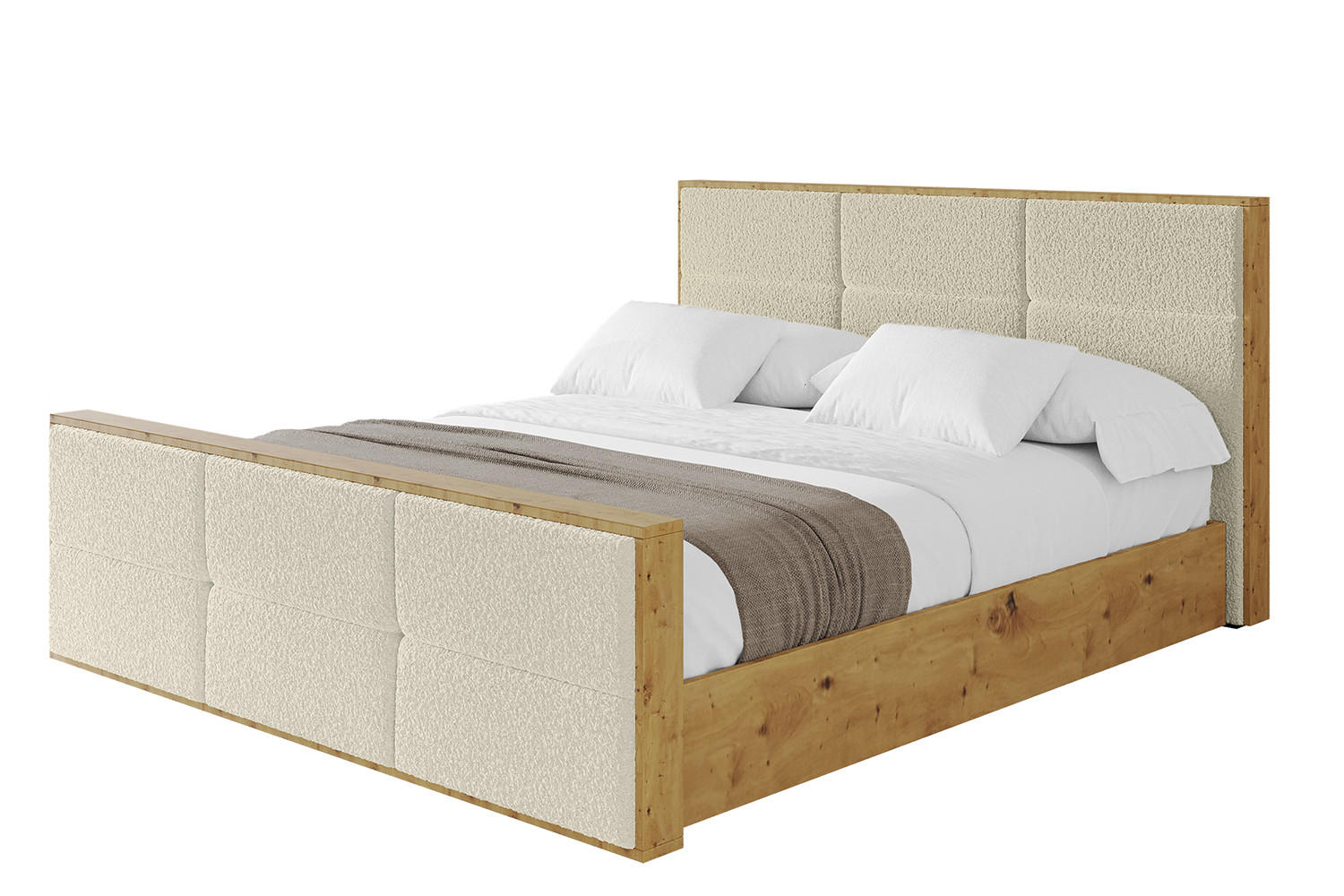 POLSTERBETT mit Bettkasten, Fußteil und Lattenrost, Boxbett mit Matratze H3/H4 - ENZO1-Z 120x200 Beige - Taupe, Holzwerkstoff/Textil (120/200cm) - ALTDECOR
