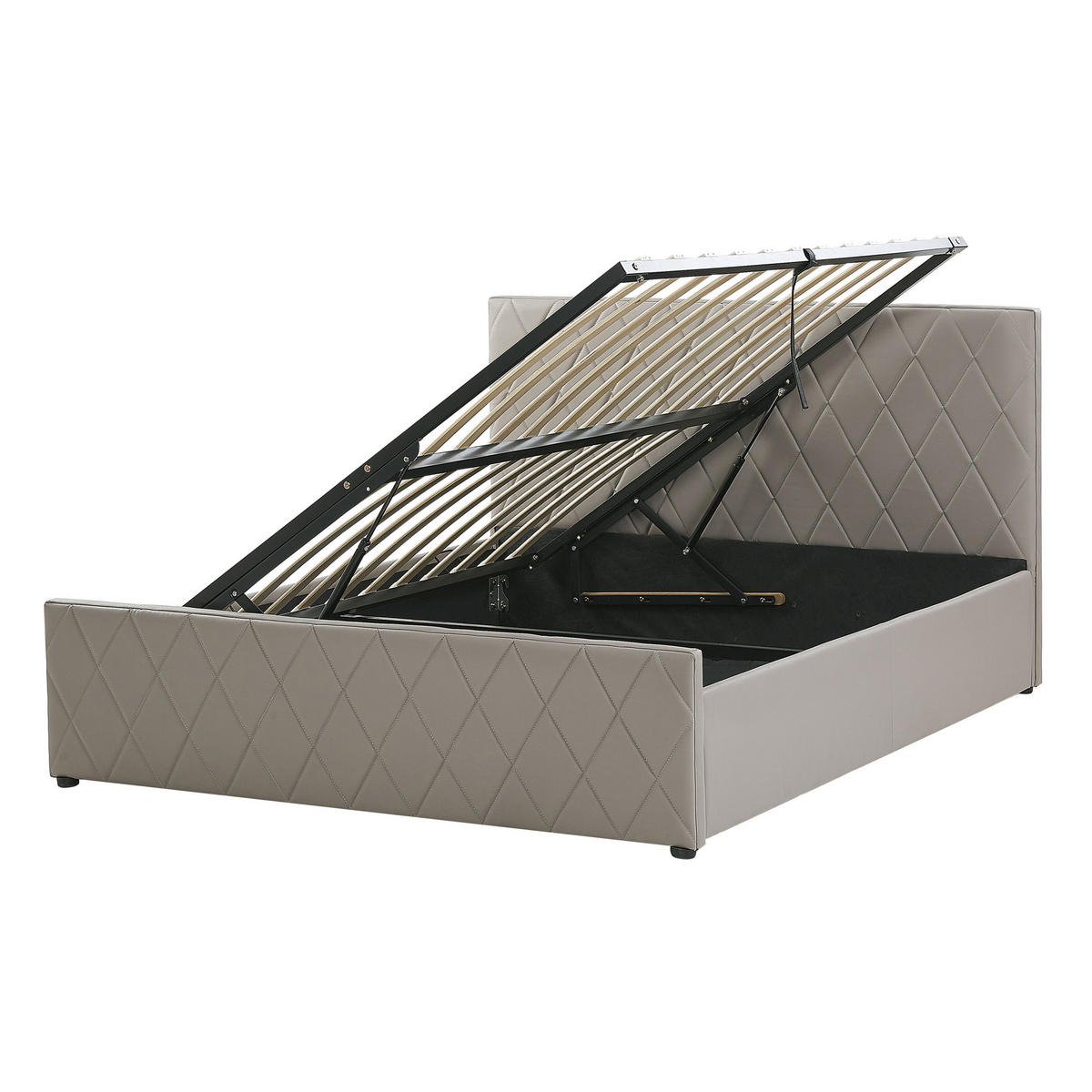BETT mit Stauraum 140x200 cm Grau Rochefort - Taupe, Kunststoff (140/200cm) - Beliani