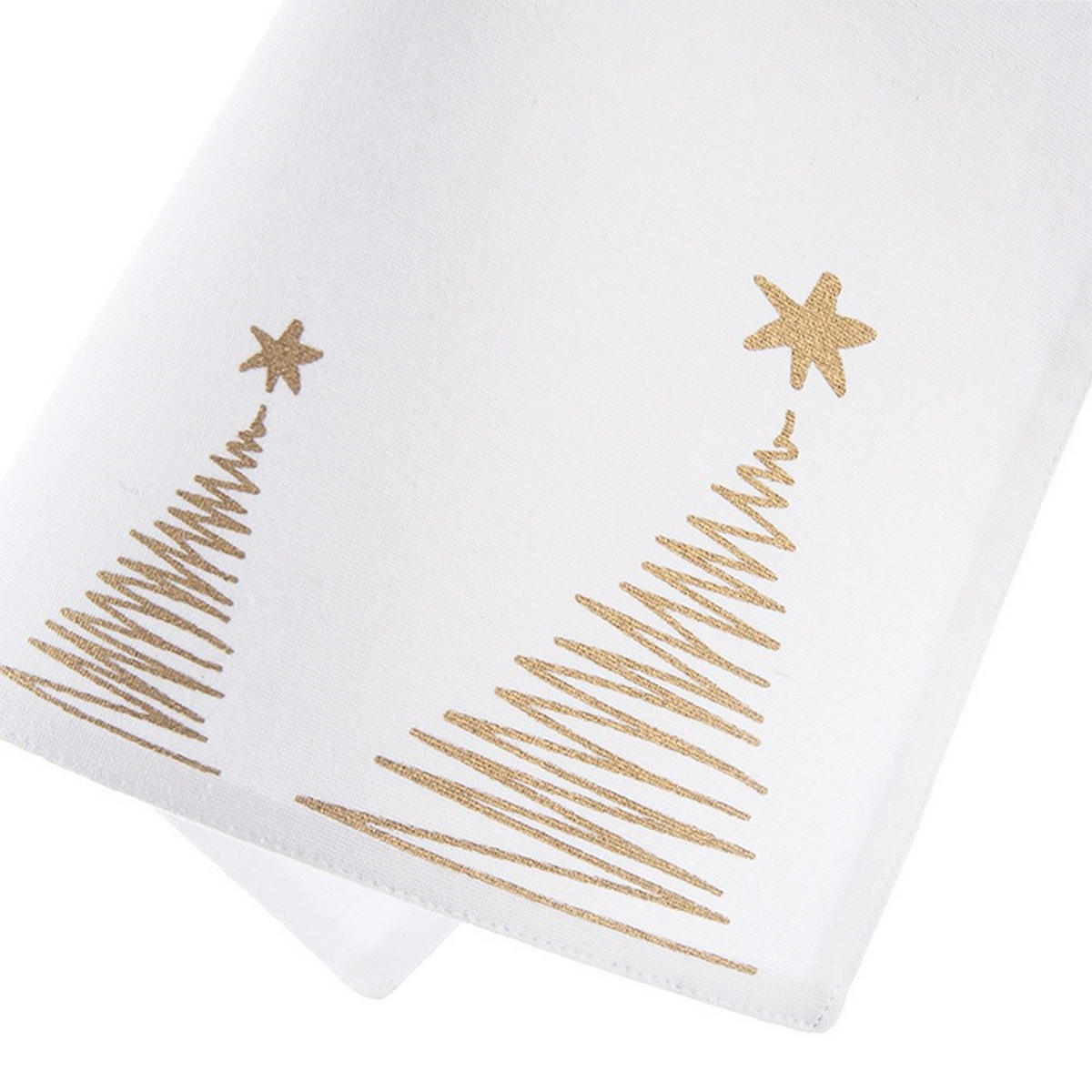 TISCHSET WEIHNACHTSBAUM, Baumwolle, weiß/gold, 33,5 x 26 cm - Goldfarben/Weiß, Textil (1cm) - Orion 