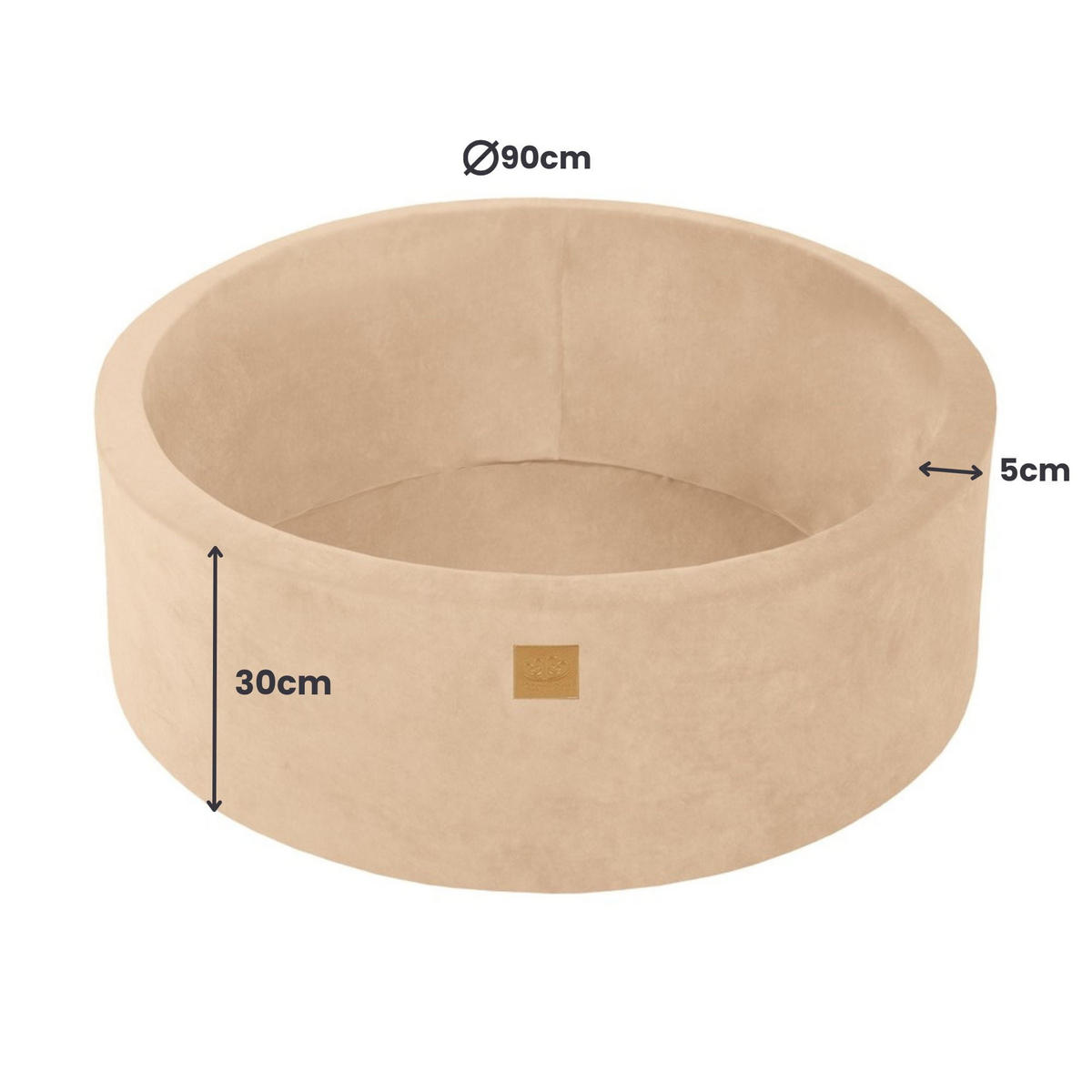 BÄLLEBAD für Kinder, Samt, Ecru - Ecru/Beige, Textil (90/90/30cm) - MeowBaby