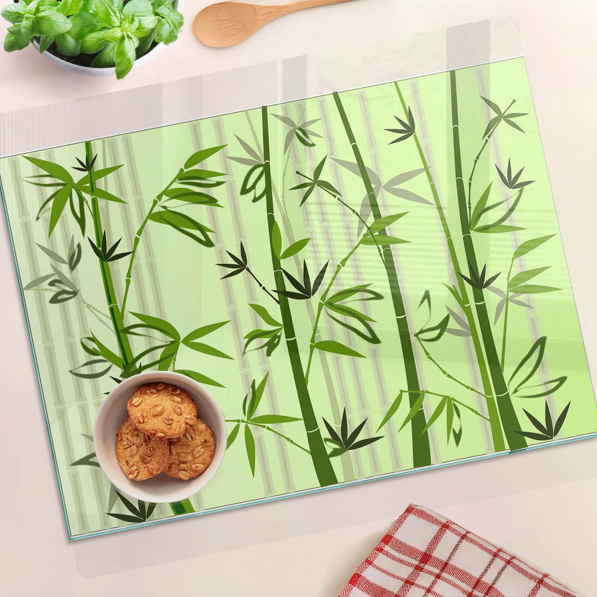 GLASPLATTE 60x52 cm Bambus - Grün, Glas (60/0.4/52cm) - TULUP