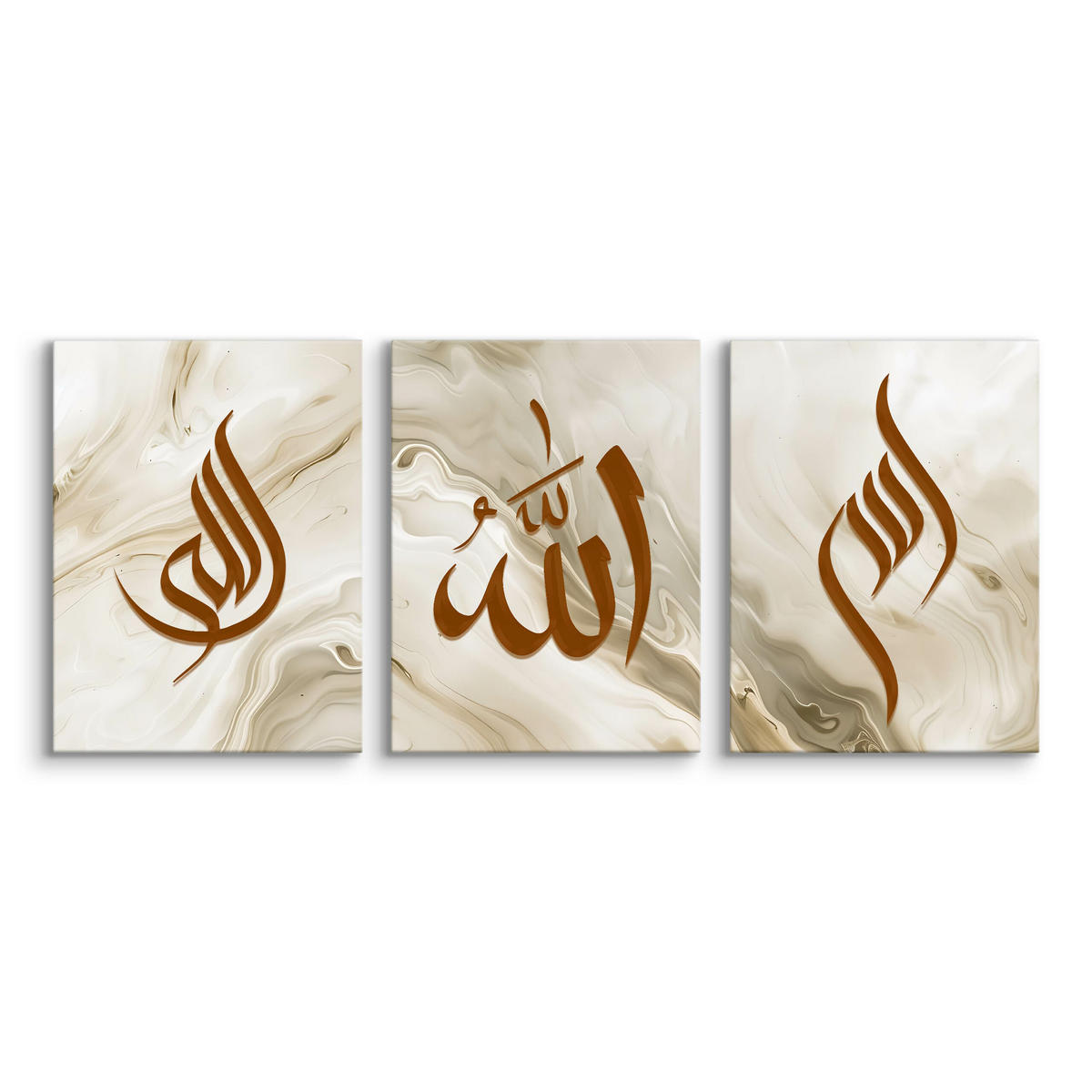 LEINWANDBILDER 3-es Set Marmor Symbole - Beige/Weiß, Textil (90/40cm) - Muralo