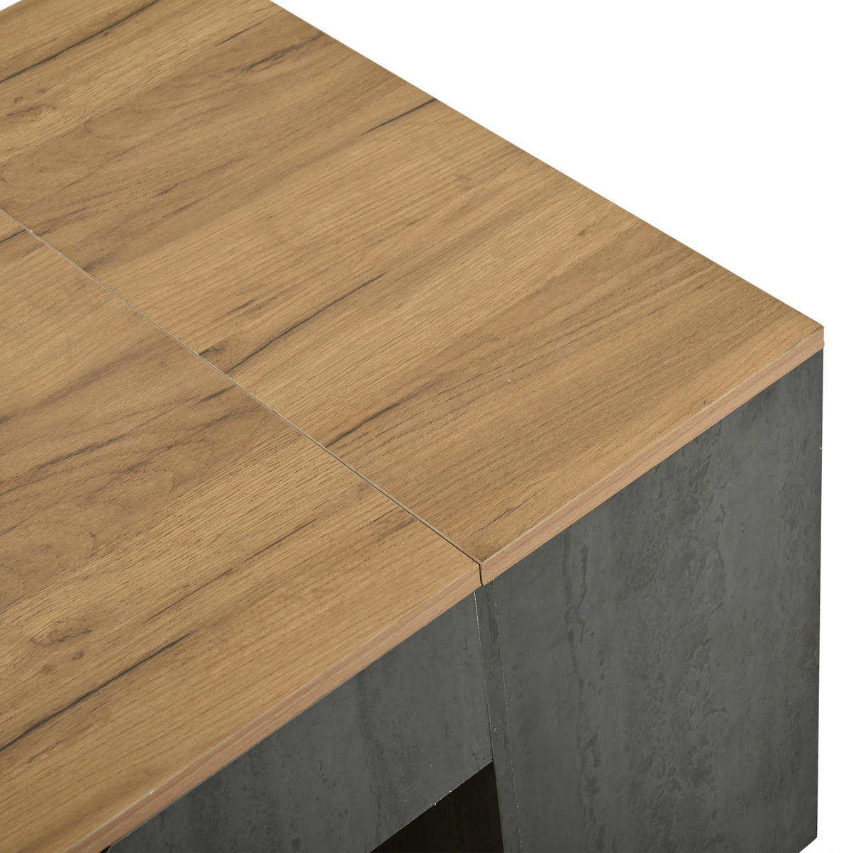 KONFERENČNÍ stolek z MDF 109,5x43x59,7 cm šedý/hnědý s výškovým nastavením a úložným prostorem - šedá, kompozitní dřevo (109.5/59.7/57.4cm) - Modfu
