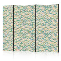 PARAVÁN Akustický 5-dielny 225x172 cm Tyrkysové Bodky - zelená, drevo/textil (225/172/3cm) - Muralo
