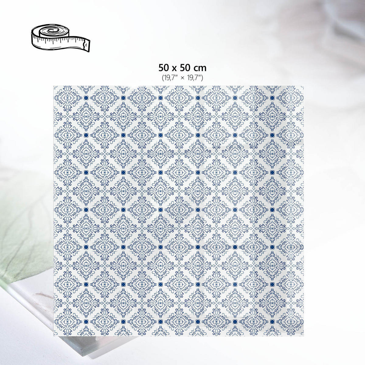 TISCHPLATTE 50x50 cm – Klassischer Schmuck - Beige, Glas (50/50/0.4cm) - Wallfluent