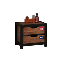 NACHTSCHRANK Kameko 50x45x45 MDF+Massivholz Schwarz/Cognac - Cognac/Schwarz, Holzwerkstoff (50/45/45cm) - 58aufmkessel