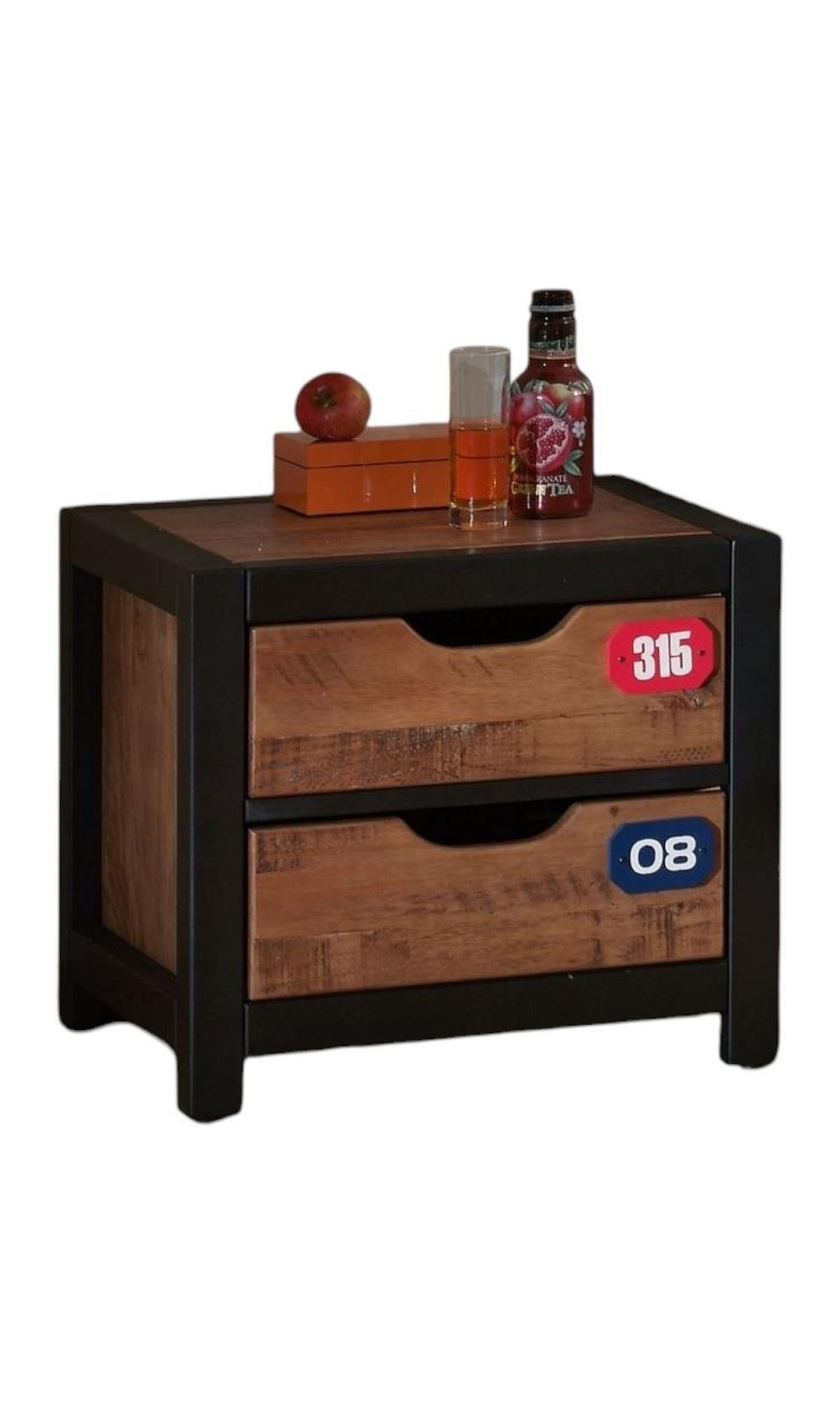 NACHTSCHRANK Kameko 50x45x45 MDF+Massivholz Schwarz/Cognac - Cognac/Schwarz, Holzwerkstoff (50/45/45cm) - 58aufmkessel