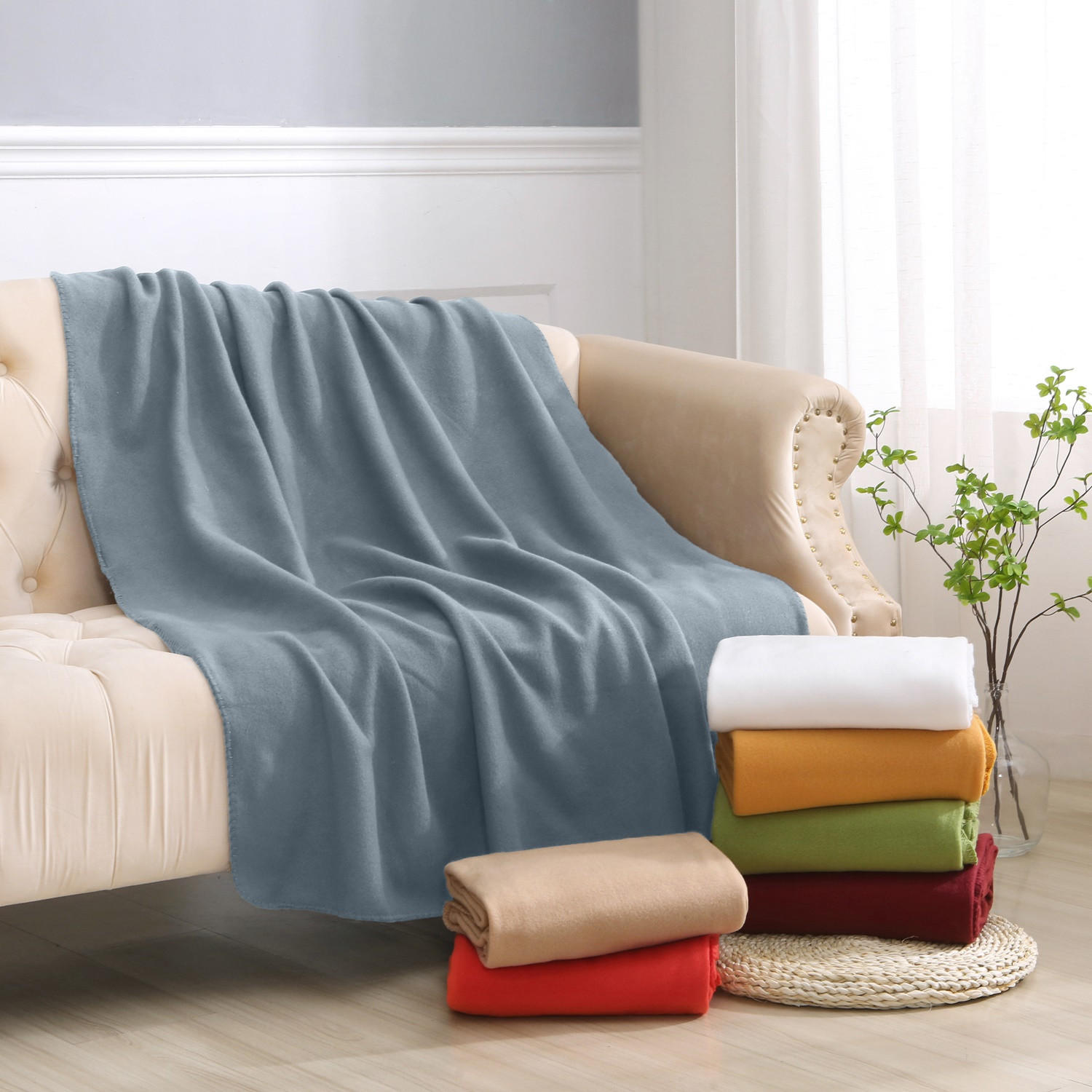 FLEECEDECKE 3er Set grau 130/160 cm Kettelrand Anti-Pilling - Grau, Textil (130/160cm) - wometo