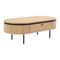 COUCHTISCH mit 2 Schubladen - Eichenfurnier & Metall - Holzfarben hell & Schwarz - CARDIONA - Schwarz, Metall (120/60/40cm) - Vente-Unique