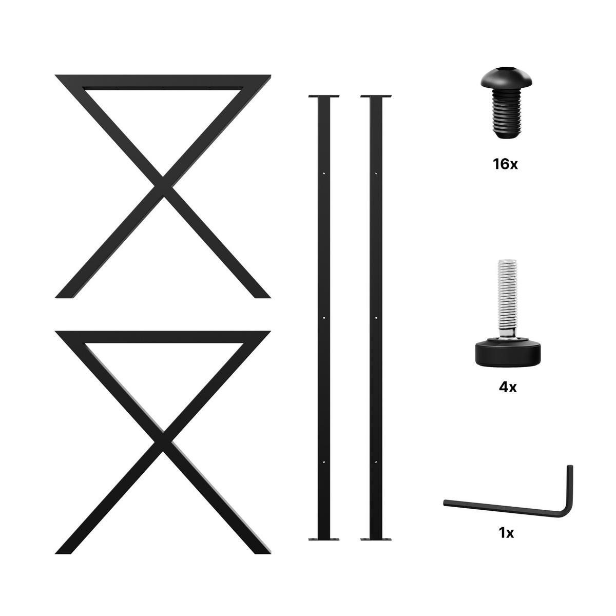 TISCHBEINE Belaga Metall Schwarz 170/70/72 cm - Schwarz, Metall (70/72/170cm) - Metalo Pro