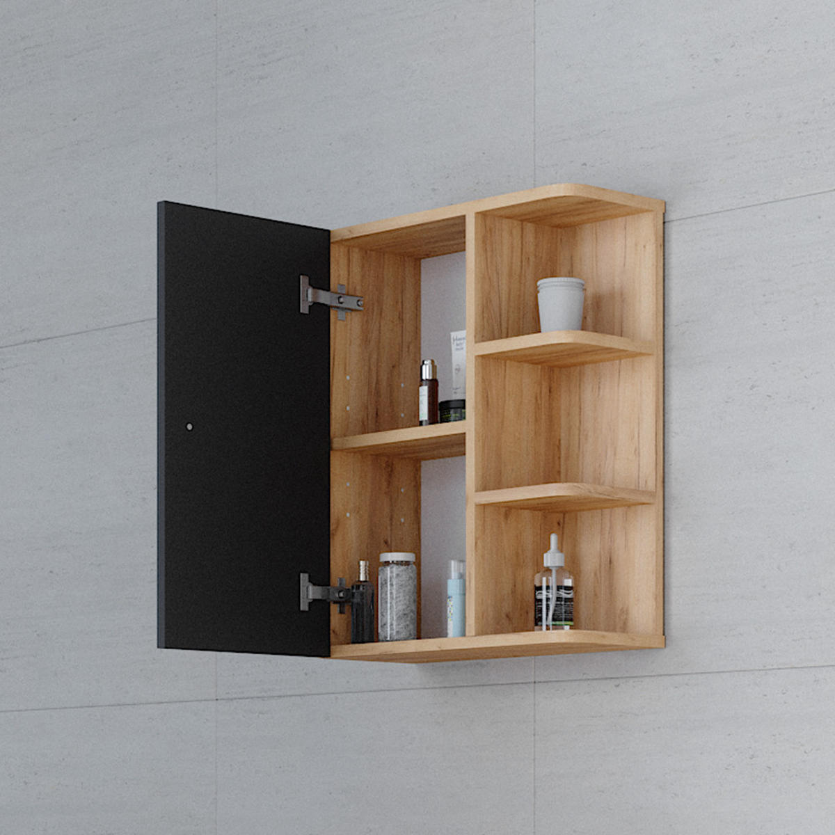 BADSCHRANK Fynn Anthrazit 47.2 x 59.2 cm - Anthrazit, Holzwerkstoff (47.2/59.2/21cm) - Vicco