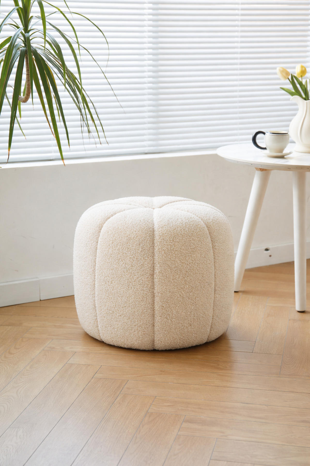 POUF Wolle Weiß - Weiß, Textil (50/38/50cm) - Nordlys