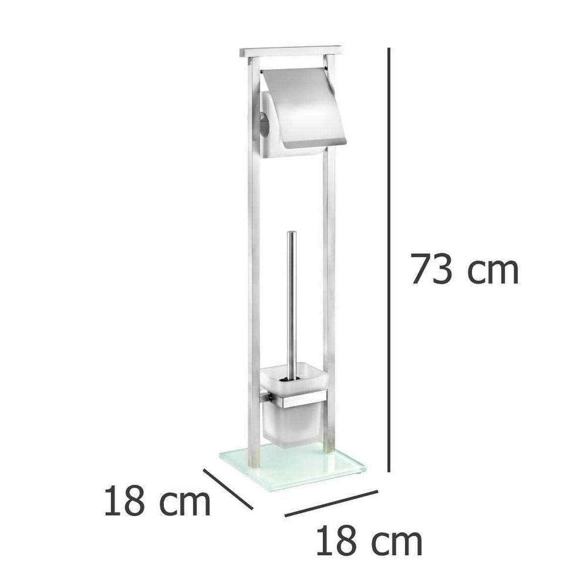 TOILETTENPAPIERHALTER und WC-Bürste mit Glasbehälter 18/18/73 cm - Silberfarben, Glas (18/73/18cm) - Wenko
