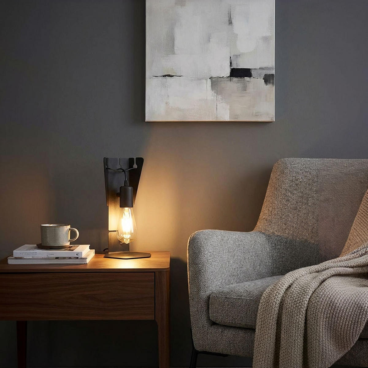 TISCHLEUCHTE Stahl Schwarz - Schwarz, Metall (16/14/30cm)