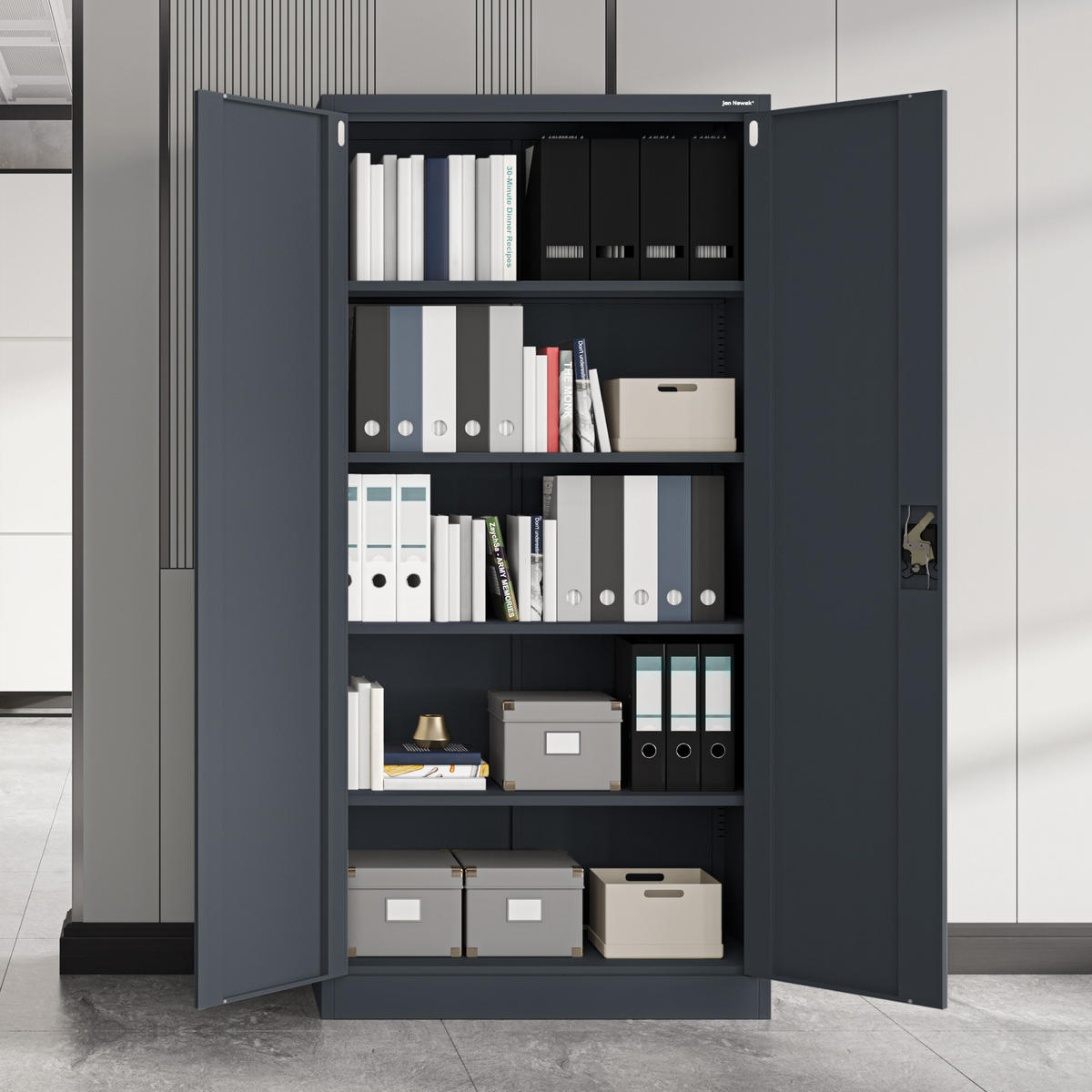 AKTENSCHRANK JAN 185x90x45 cm - Anthrazit, Metall (90/185/40cm) - Jan Nowak