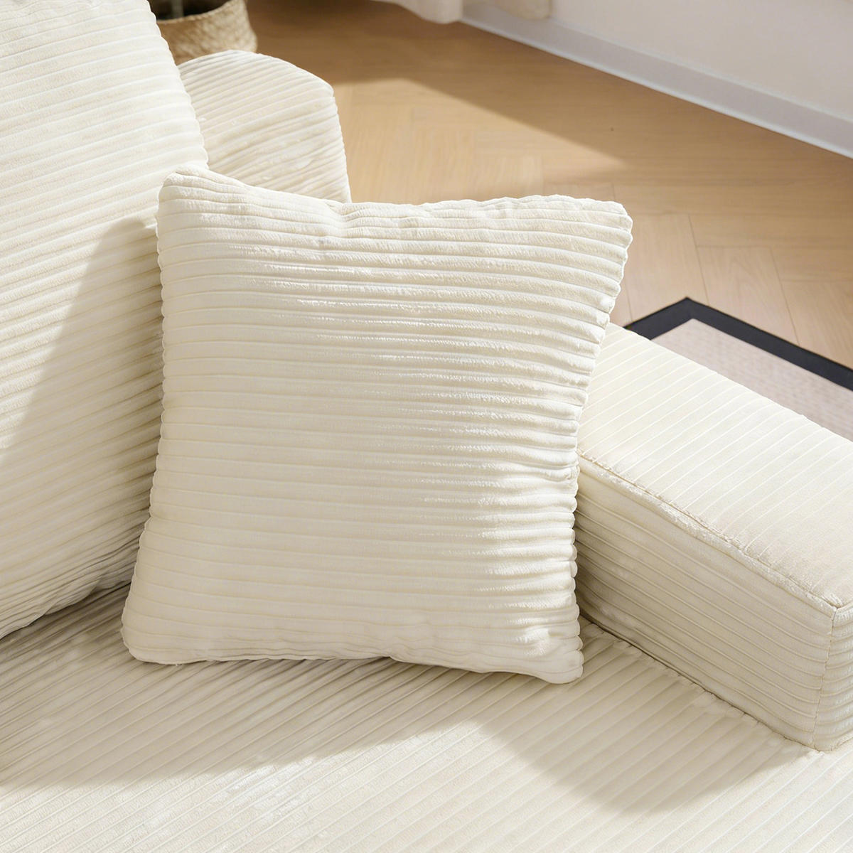 SOFAELEMENT 150/110/70 cm Beige Cord mit 2 Staufächer - Beige, Textil (70/150/110cm) - Oxeza