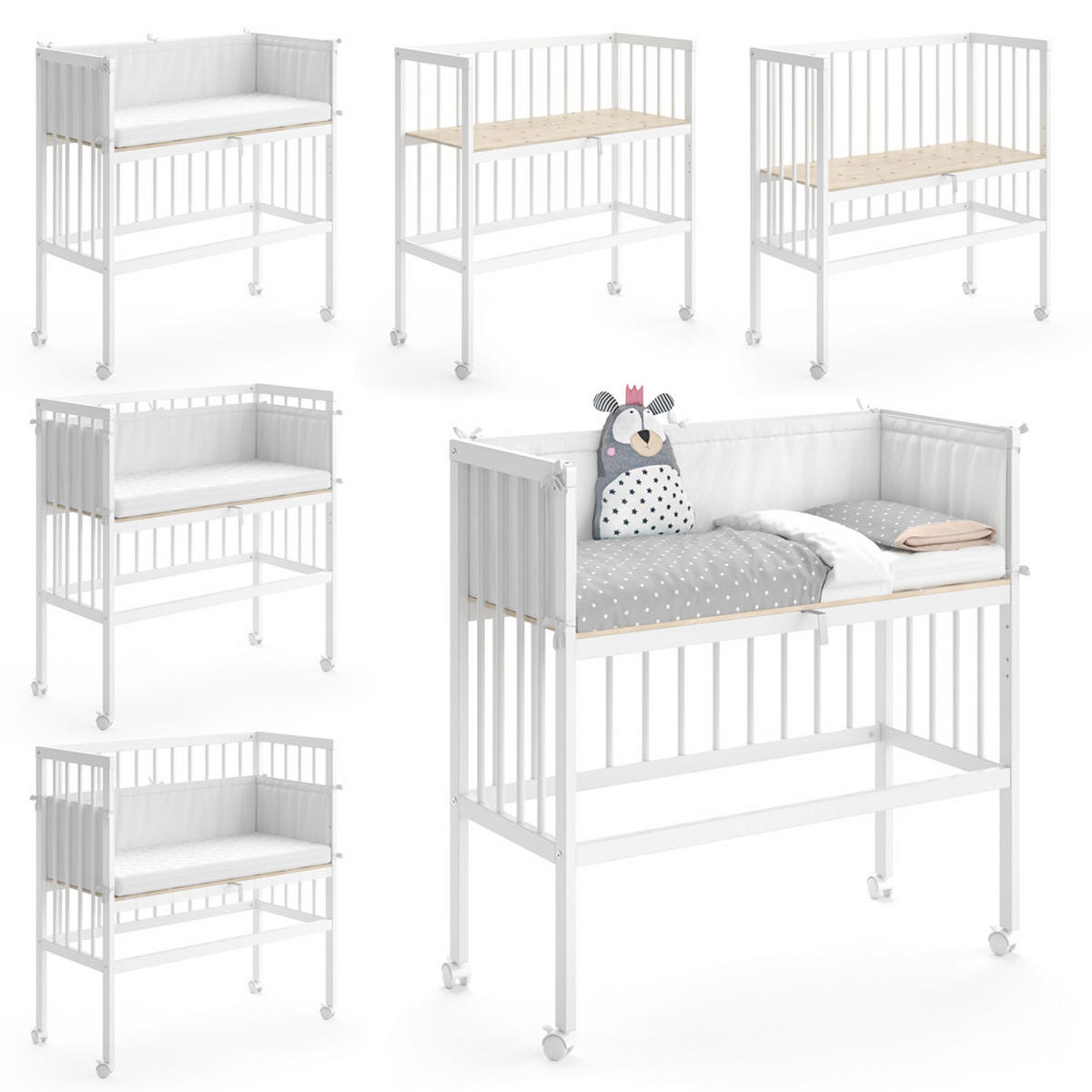 BEISTELLBETT Sophie Weiß 94 x 90 cm 1 Seitenschiene - Weiß, Holz (94/96/90cm) - VitaliSpa