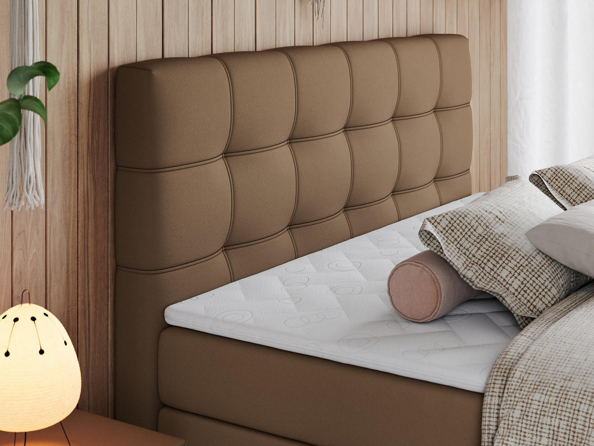 BOXSPRINGBETT ERNI KING 160/200 Braun Kunstleder - H3 - Braun, Holz/Textil (160/200cm) - MKS