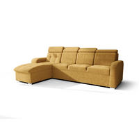 ECKSOFA KONGO RBN10, Eckcouch in L-Form mit Schlaffunktion, Farbe: Gelb, Velourstoff, Ottomane Links - Gelb, Textil (315/169cm) - O-Sofa