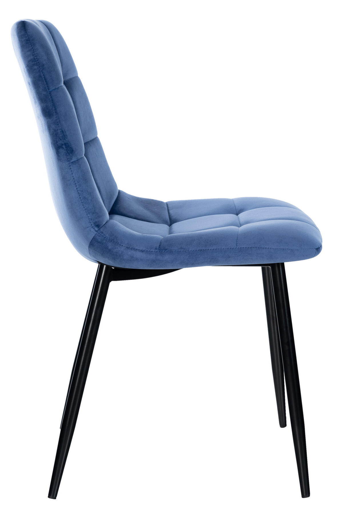 ESSZIMMERSTUHL Atina Samt, Gestell Metall Schwarz Blau - Blau/Schwarz, Textil/Metall (45/84/55cm) - TPFLiving