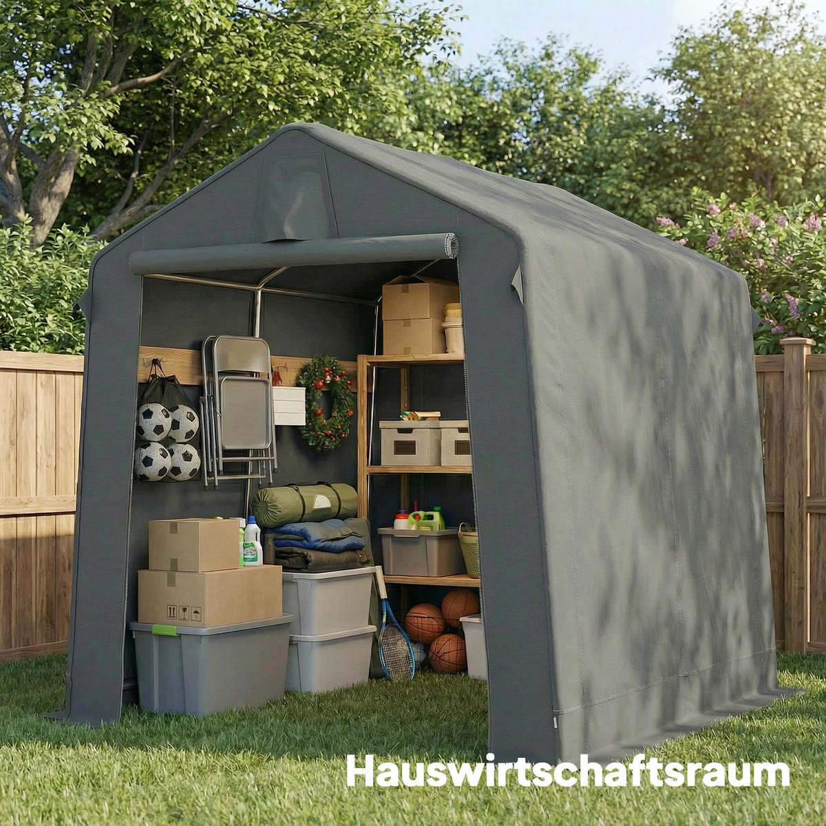 GARAGENZELT Polyester verzinkter Stahl Dunkelgrau - Dunkelgrau, Metall (190/220/230cm) - Outsunny