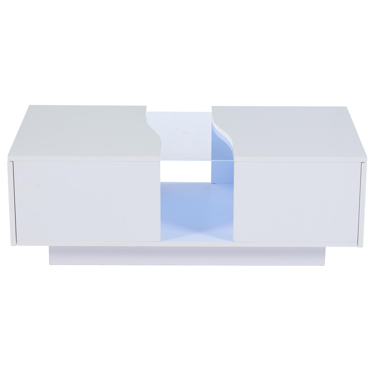 COUCHTISCH 100/50/35 cm in Weiß Hochglanz mit LED-Beleuchtung und 2 Schubladen - Weiß, Holzwerkstoff (100/50/35cm) - Flora Grace