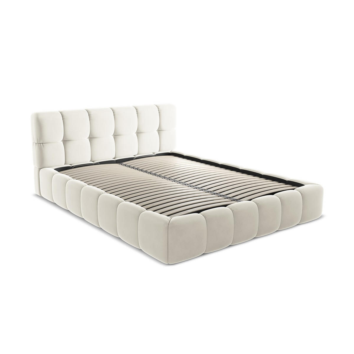 POLSTERBETT mit Bettkasten und Lattenrost 180x228 Beige - Beige/Creme, Kunststoff/Textil (160/200cm) - LaMiaSofa