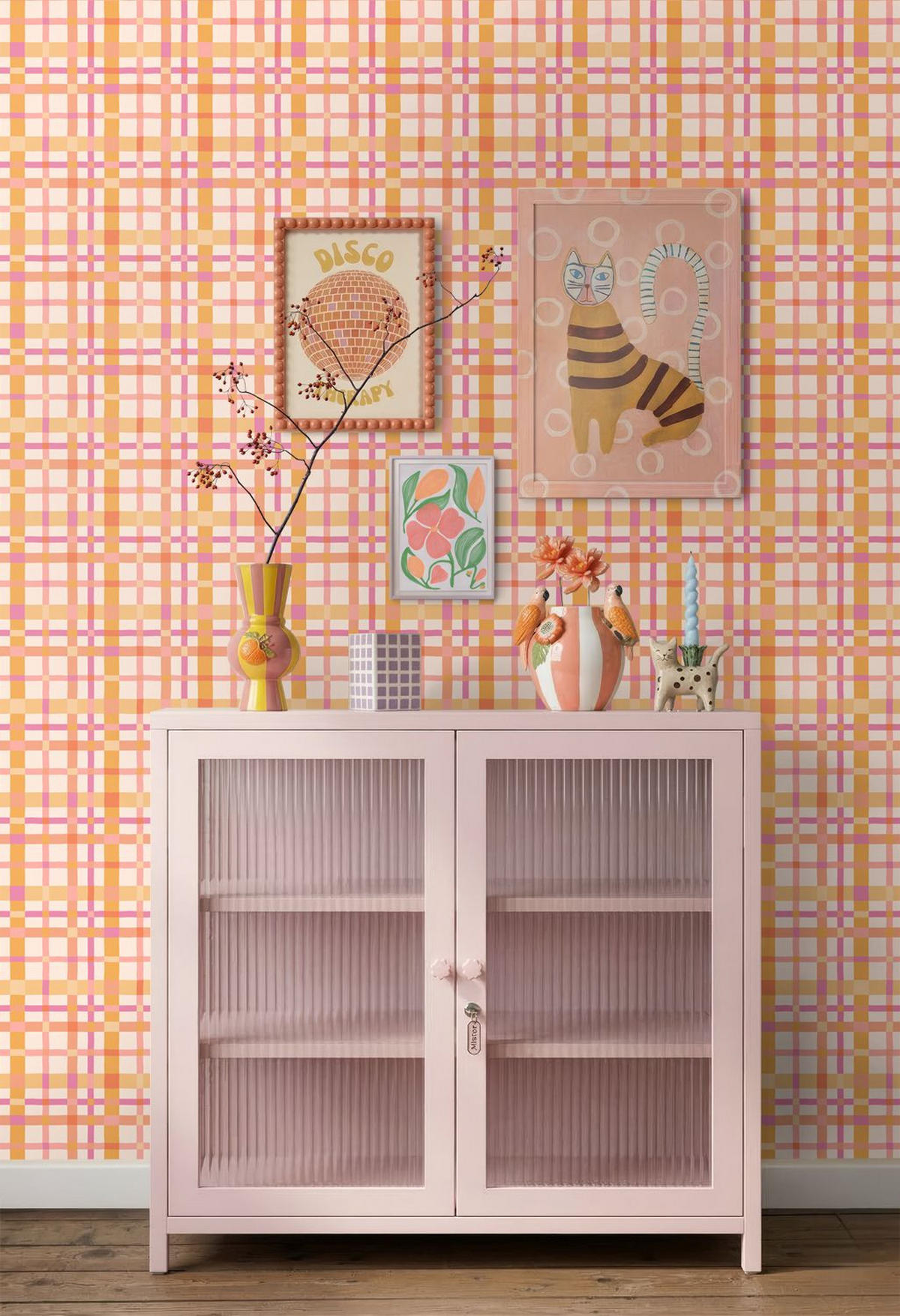 TAPETE Karomuster 50 x 900 cm - Pink, Papier (50/0.1cm) - ESTAhome