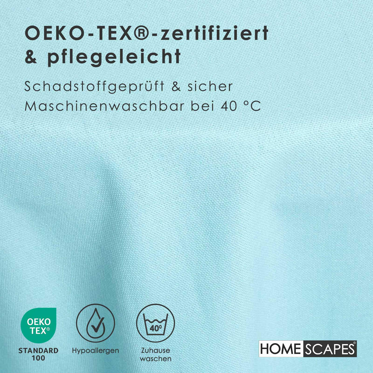 TISCHDECKE hellblau rund 178 cm, 100% Baumwolle - Hellblau, Textil (178/178cm) - Homescapes