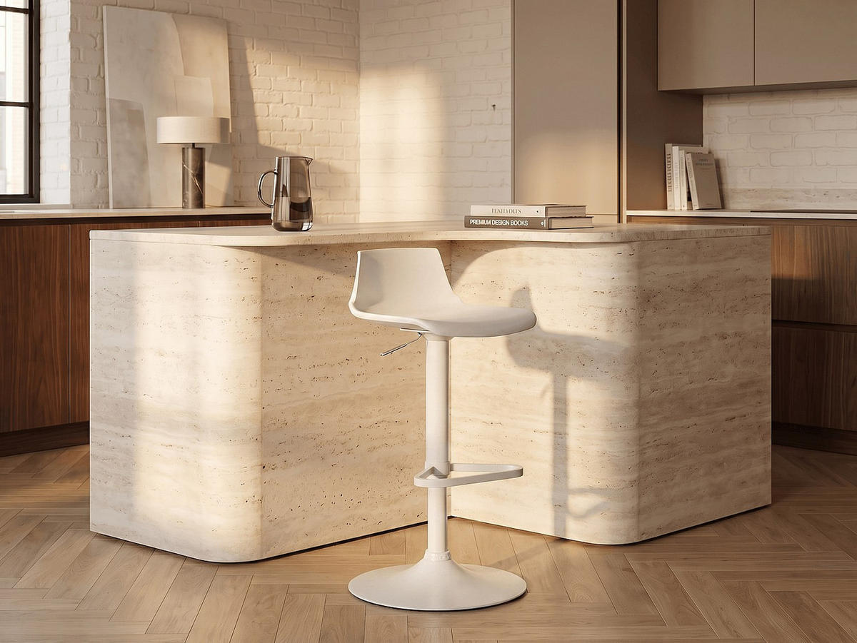 BARHOCKER - 45 cm x 45 cm - plastik - weiß Calas - Weiß, Kunststoff (45/95.5/45cm) - Vente-Unique