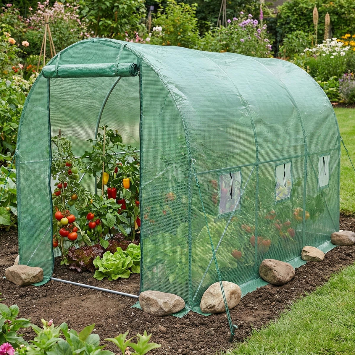 FOLIENTUNNEL Kardo 2 x 3 m - Grün, Kunststoff (200/200/300cm) - EDENIA