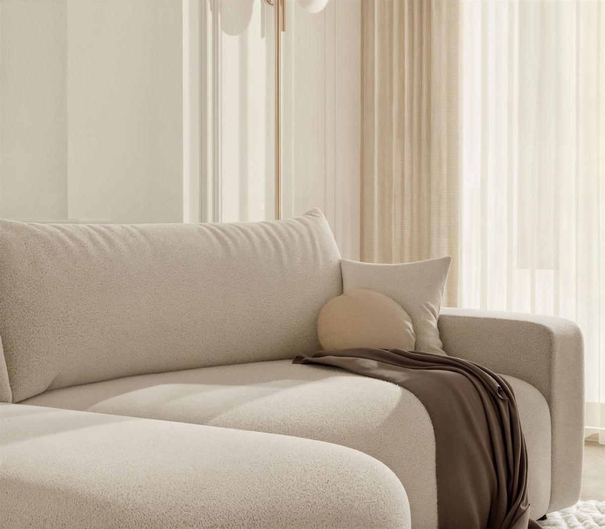 ECKSOFA Luna Mit Schlaffunktion - Beige, Holzwerkstoff/Textil (248/145cm) - Fun Möbel