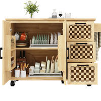 KÜCHENINSEL 120/45-75/92 cm natur mit klappbarer Tischplatte und Rollen - Naturfarben, Holzwerkstoff (120/92/45cm) - OKWISH