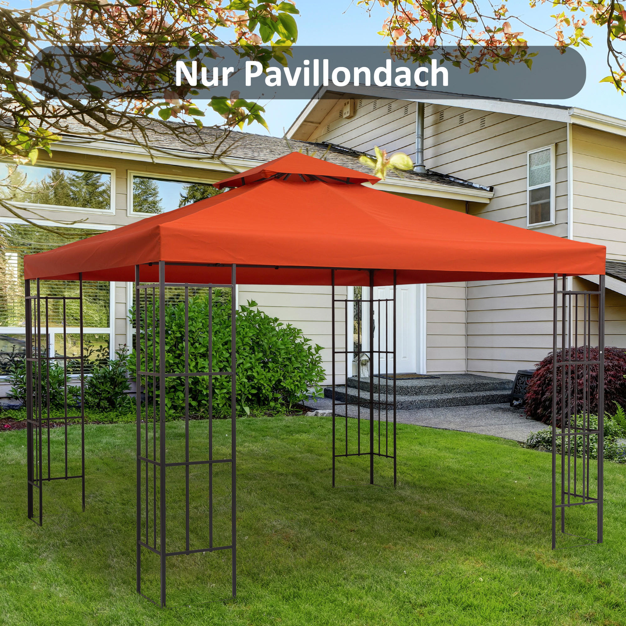 PAVILLONDACH, Polyester, Rostrot - Rot, Kunststoff (300/18/300cm) - Outsunny