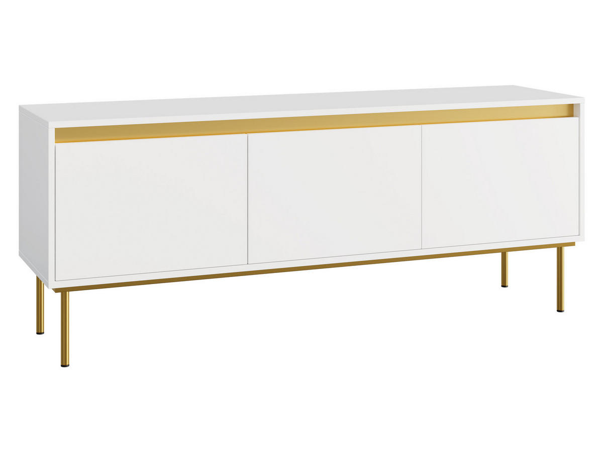 TV-LOWBOARD Carmesi 3D - Goldfarben/Weiß, Holzwerkstoff/Metall (150/60/40cm) - MIRJAN24