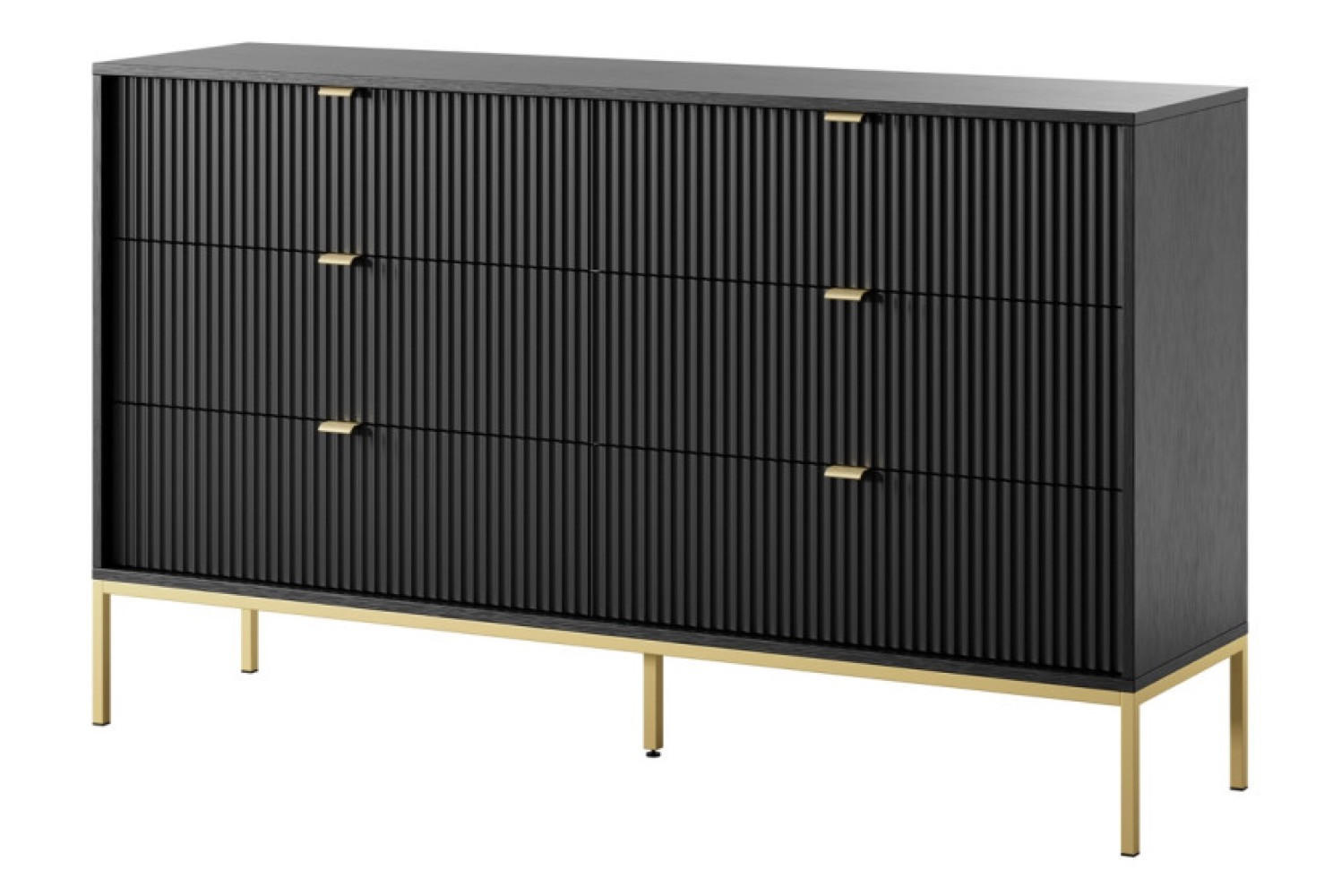 SIDEBOARD Schwarz KS154 Glamour Stil Goldfarben - Schwarz, Holzwerkstoff (154/91/39cm) - Sepro Meble