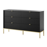 SIDEBOARD Schwarz KS154 Glamour Stil Goldfarben - Schwarz, Holzwerkstoff (154/91/39cm) - Sepro Meble
