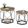 COUCHTISCH 2er Set, rund, Graue Holzoptik - Schwarz/Sonoma Eiche, Holzwerkstoff/Metall (50/50/45cm) - Woltu