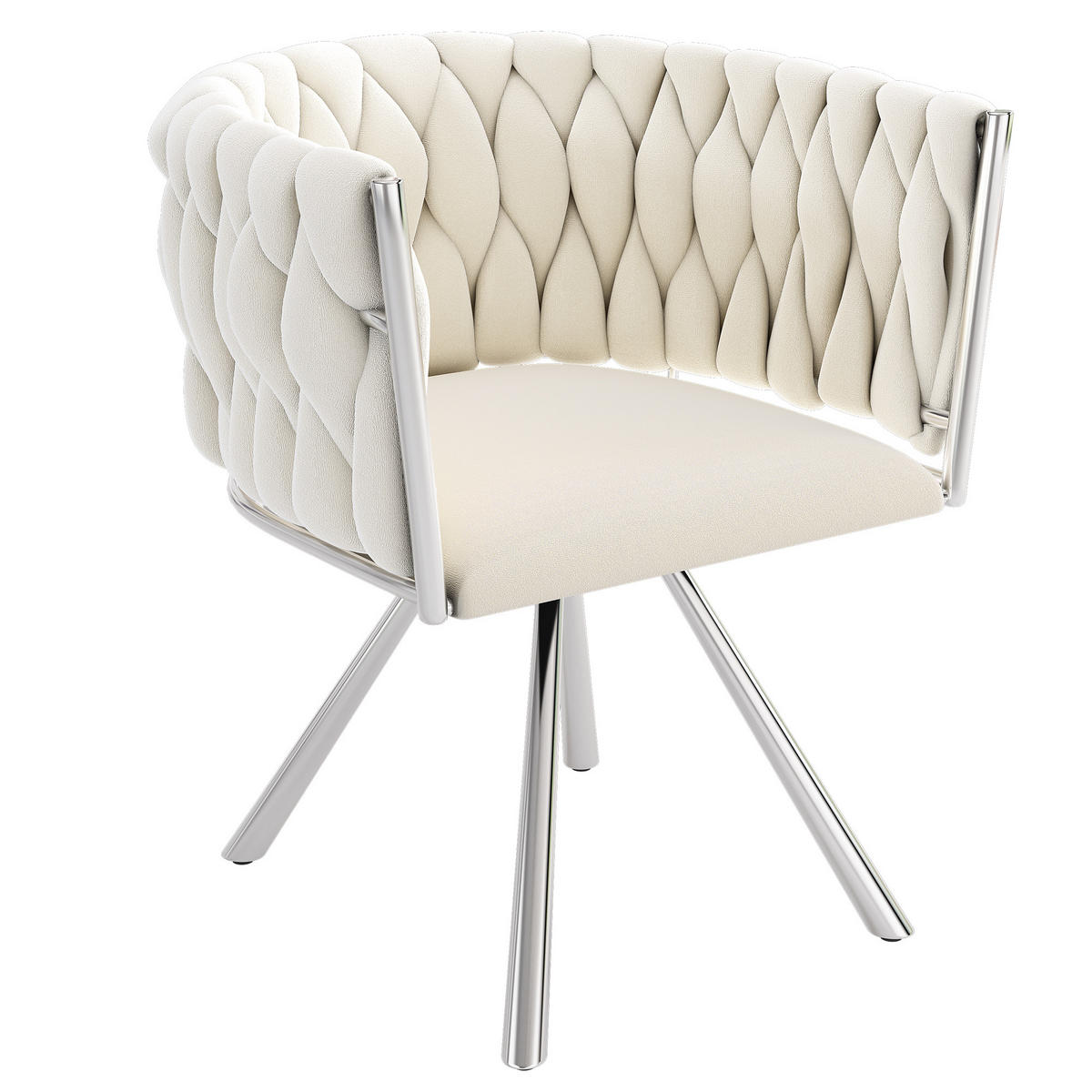 ESSZIMMERSTUHL 4er Set Samt Drehstuhl Beige Silber Metall - Multicolor, Textil (53/72/60cm) - FLIEKS