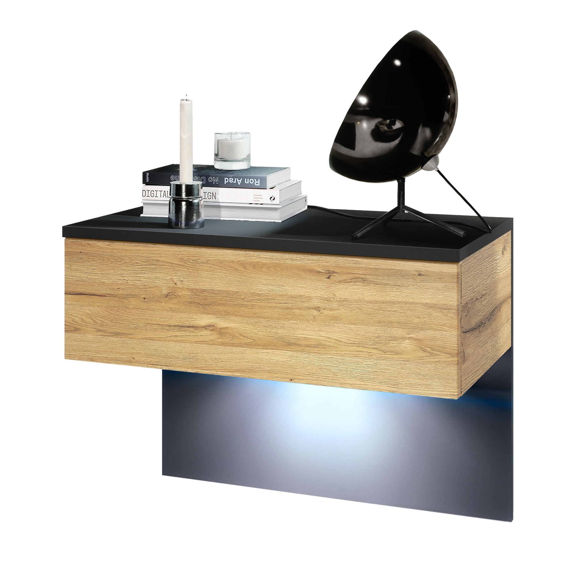 NACHTTISCH Sleep Fronten in Eiche Natur - Eichefarben, Holzwerkstoff (60/46/35cm) - Vladon